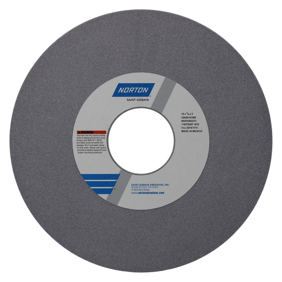 Norton 12 x 3/4 x 3 in Type 01 Toolroom Wheel 32A 60 K VBE