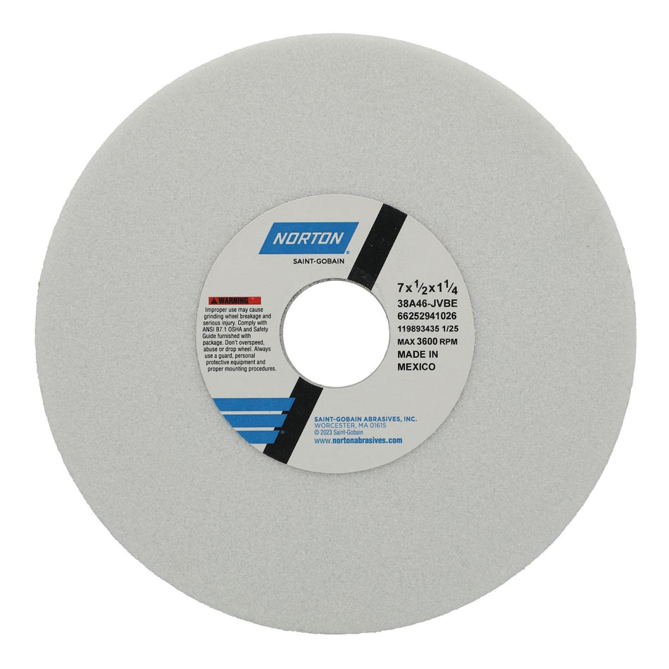 Norton 7 x 1/2 x 1-1/4 in Type 01 Toolroom Wheel 38A 46 J VBE