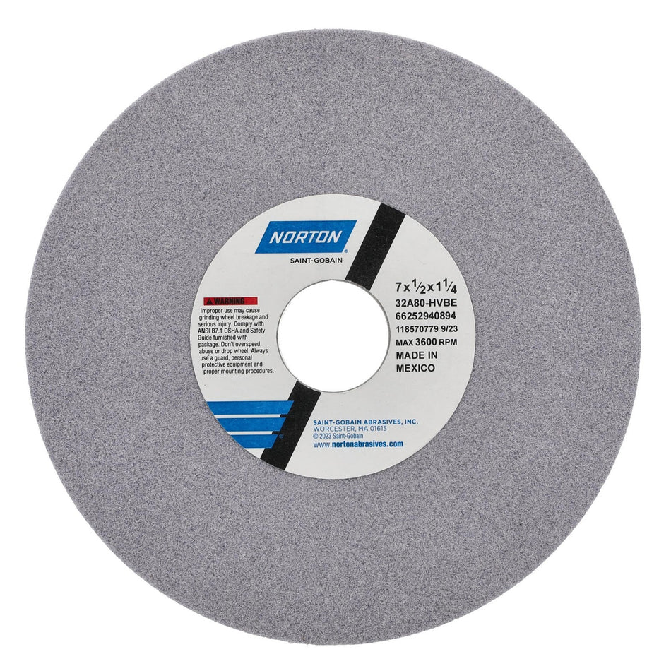 Norton 7 x 1/2 x 1-1/4 in Type 01 Toolroom Wheel 32A 80 H VBE