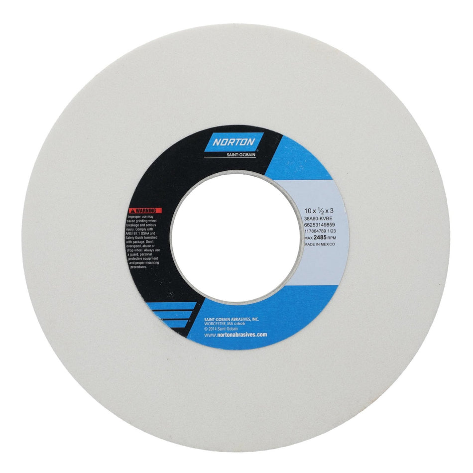 Norton 10 x 1/2 x 3 in Type 01 Toolroom Wheel 38A 60 K VBE