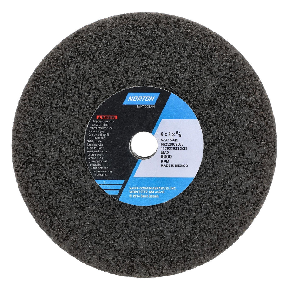 Norton 6 x 1 x 5/8 in Gemini Type 01 Portable Snagging Wheel 57A 16 Q B7S