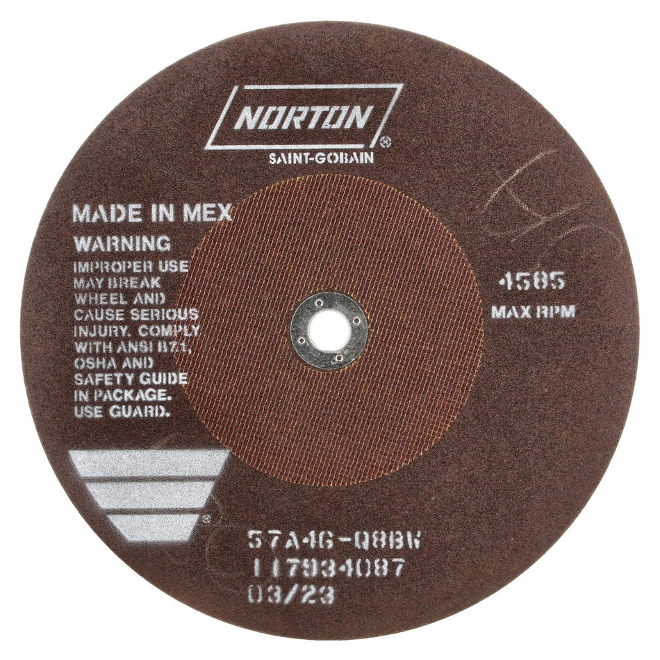 Norton 10 x 1/16 x 5/8 in B Type 41 Non-Reinforced Cut-Off Wheel AO 46 Grit Q BW, 25-Pack