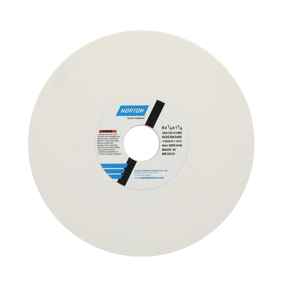 Norton 8 x 1/4 x 1-1/4 in Type 01 Toolroom Wheel 38A 120 K VBE