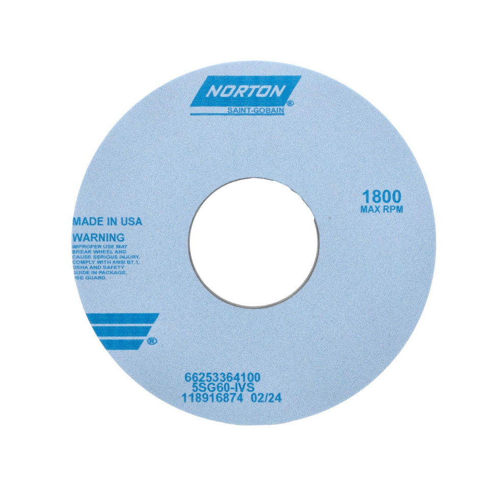 Norton 14 x 1-1/2 x 5 in SG Type 01 Toolroom Wheel 5SG 60 I VS