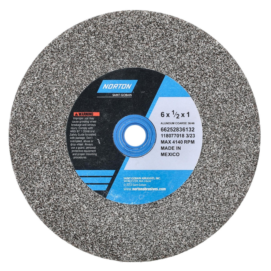 Norton 6 x 1/2 x 1 in Gemini Bench Straight Wheel 01 57A 36 P VBE