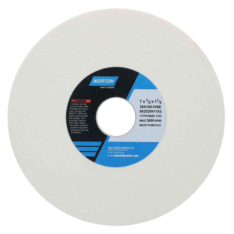 Norton 7 x 1/2 x 1-1/4 in Type 01 Toolroom Wheel 38A 100 I VBE