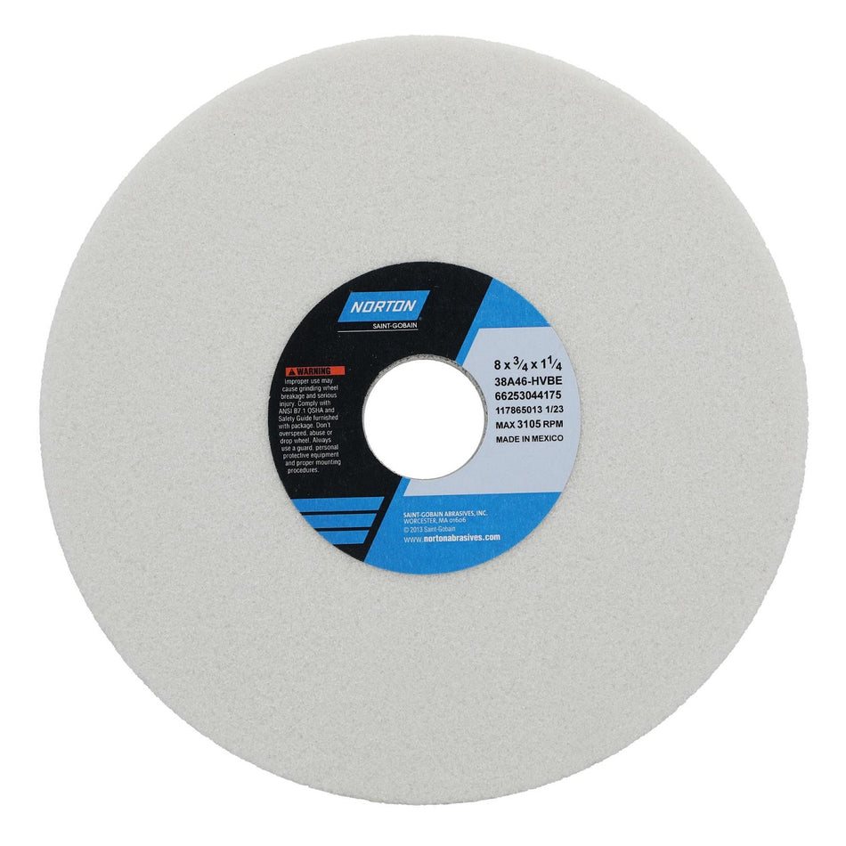 Norton 8 x 3/4 x 1-1/4 in Type 01 Toolroom Wheel 38A 46 H VBE