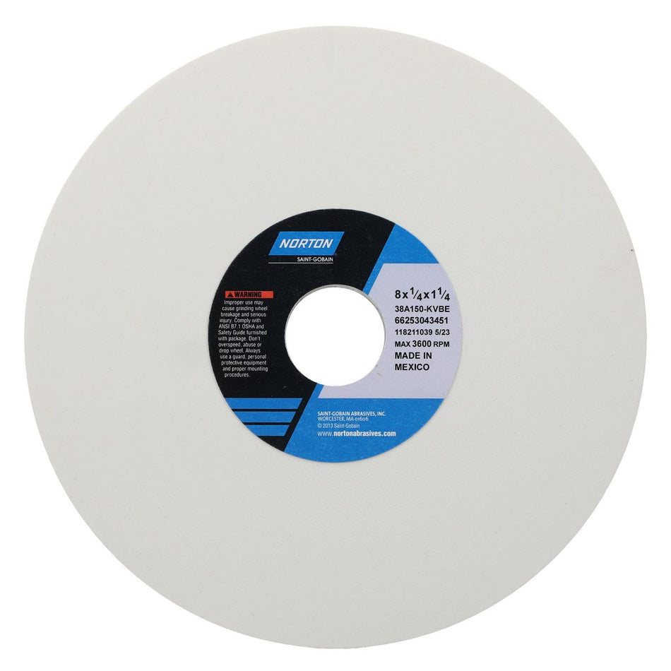 Norton 8 x 1/4 x 1-1/4 in Type 01 Toolroom Wheel 38A 150 K VBE