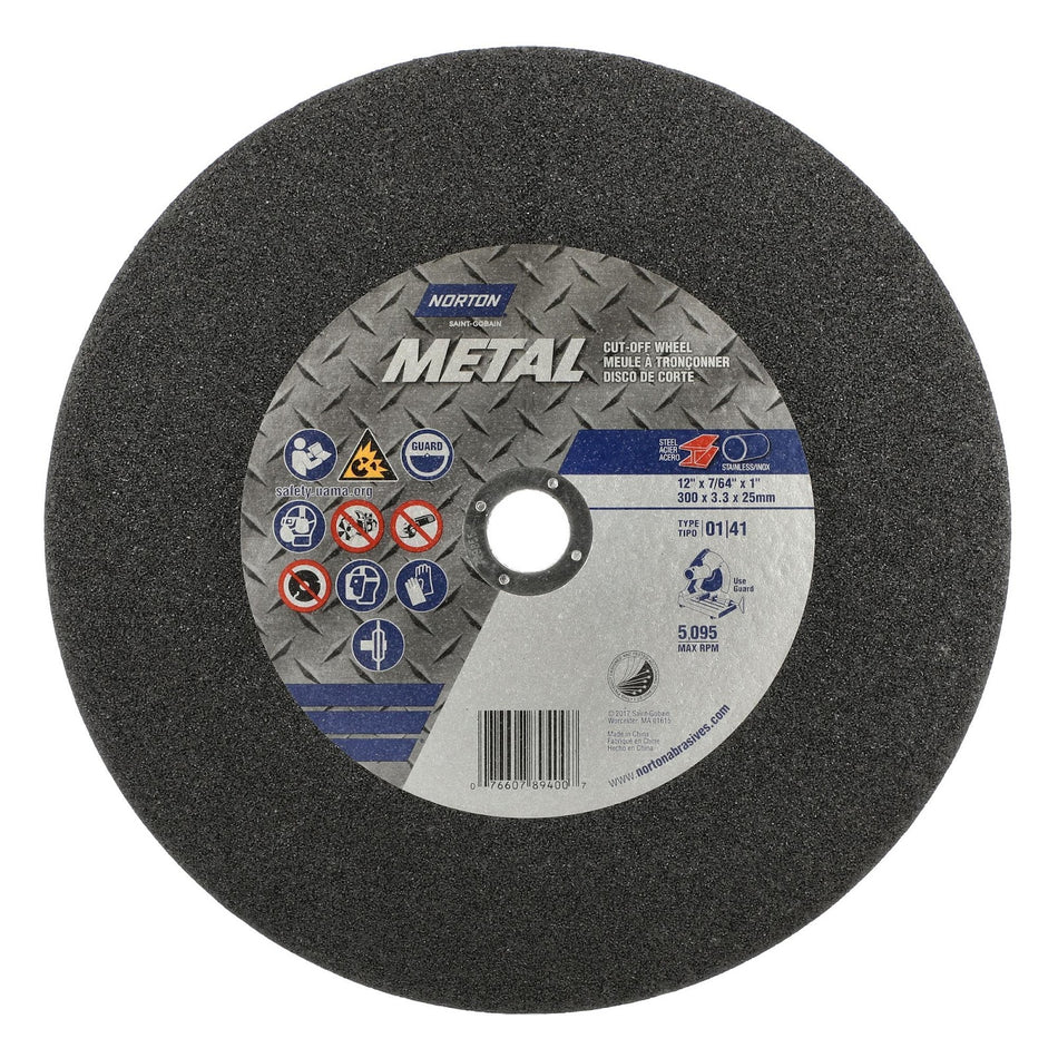 Norton 12 x 7/64 in Metal Type 41 Cut-Off Wheel AO 36 Grit P, 5-Pack