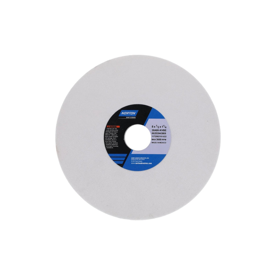 Norton 8 x 1/2 x 1-1/4 in Type 01 Toolroom Wheel 38A 80 K VBE