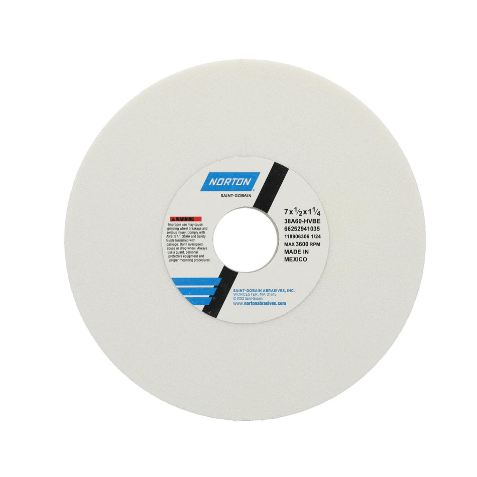 Norton 7 x 1/2 x 1-1/4 in Type 01 Toolroom Wheel 38A 60 H VBE