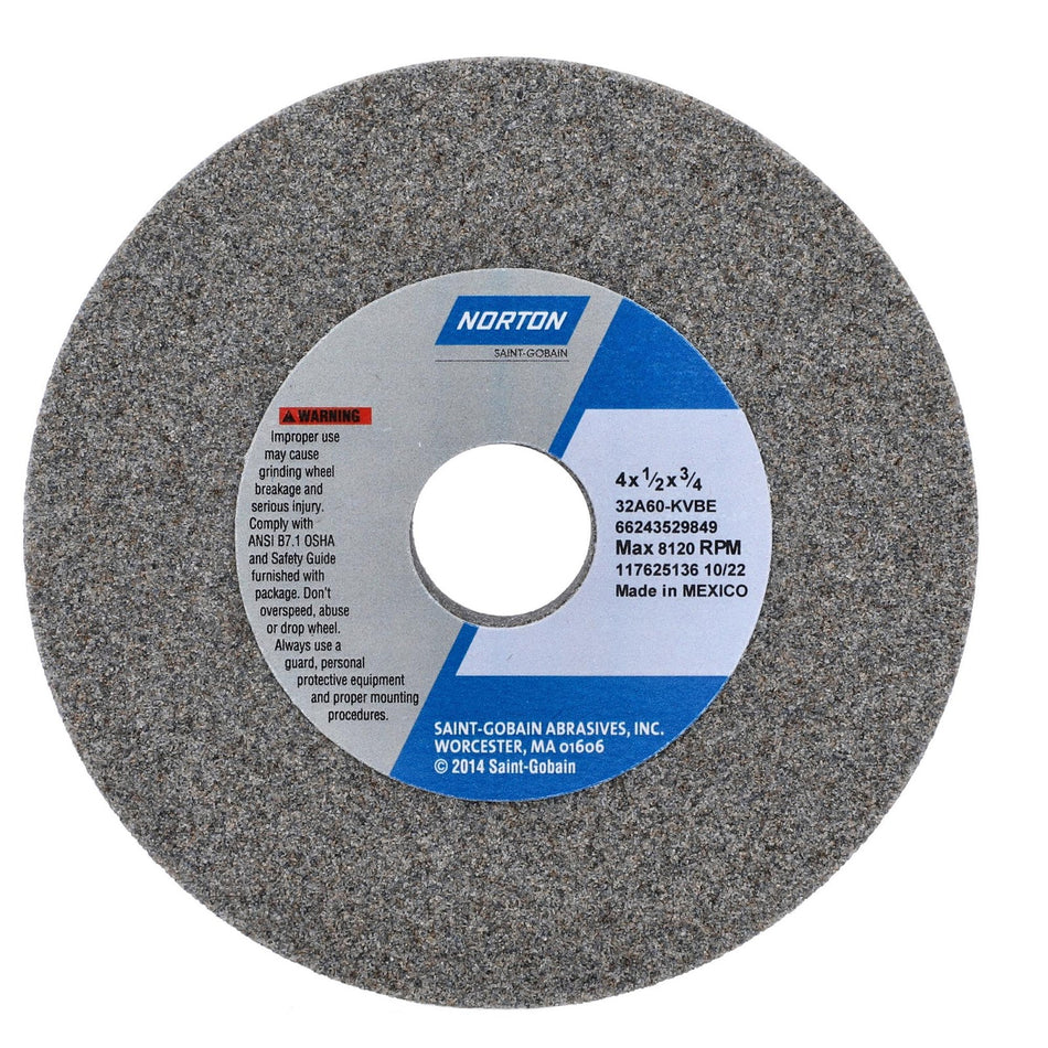 Norton 4 x 1/2 x 3/4 in Type 01 Toolroom Wheel 32A 60 K VBE