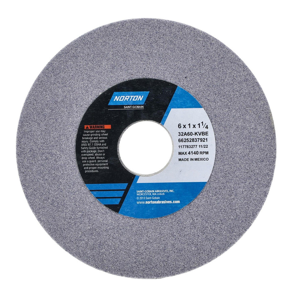 Norton 6 x 1 x 1-1/4 in Type 01 Toolroom Wheel 32A 60 K VBE