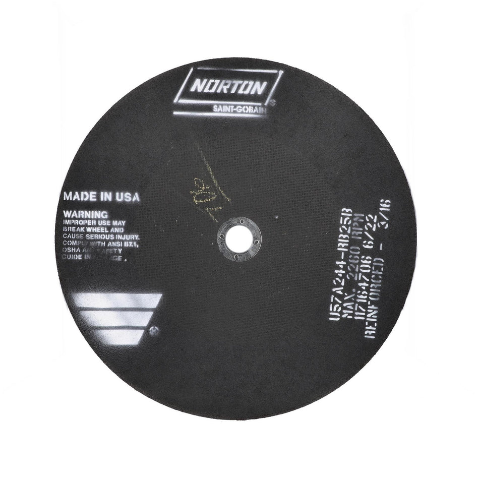 Norton 24 x 3/16 x 1-3/4 in Type 41 Reinforced Cut-Off Wheel AO 24 Grit R B25B, 10-Pack
