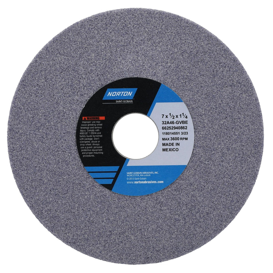Norton 7 x 1/2 x 1-1/4 in Type 01 Toolroom Wheel 32A 46 G VBE