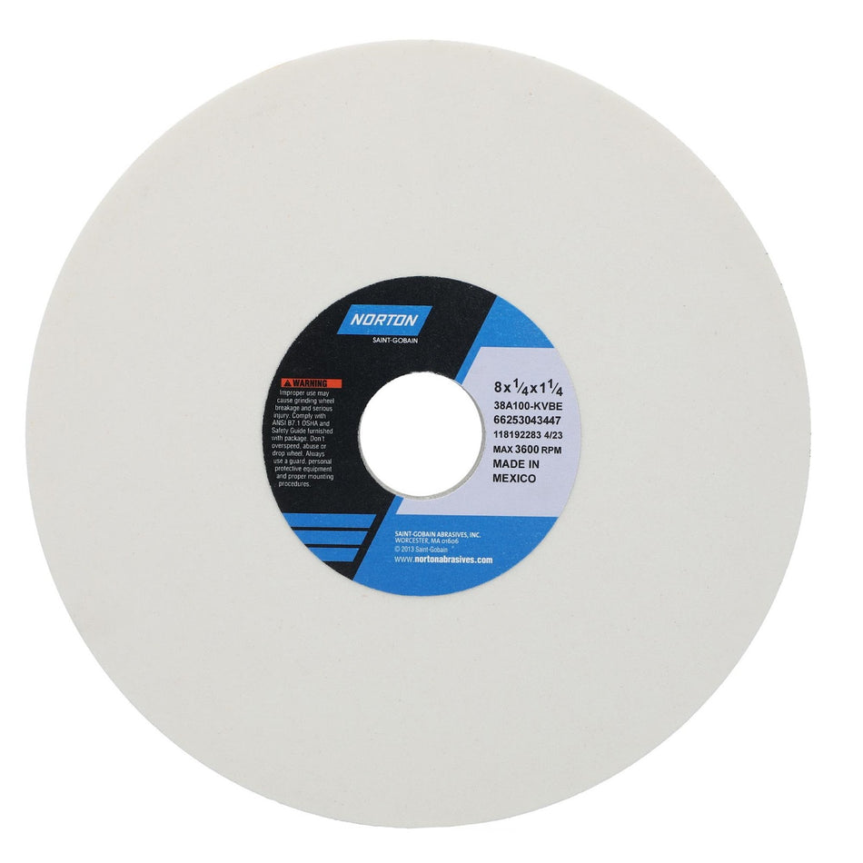 Norton 8 x 1/4 x 1-1/4 in Type 01 Toolroom Wheel 38A 100 K VBE