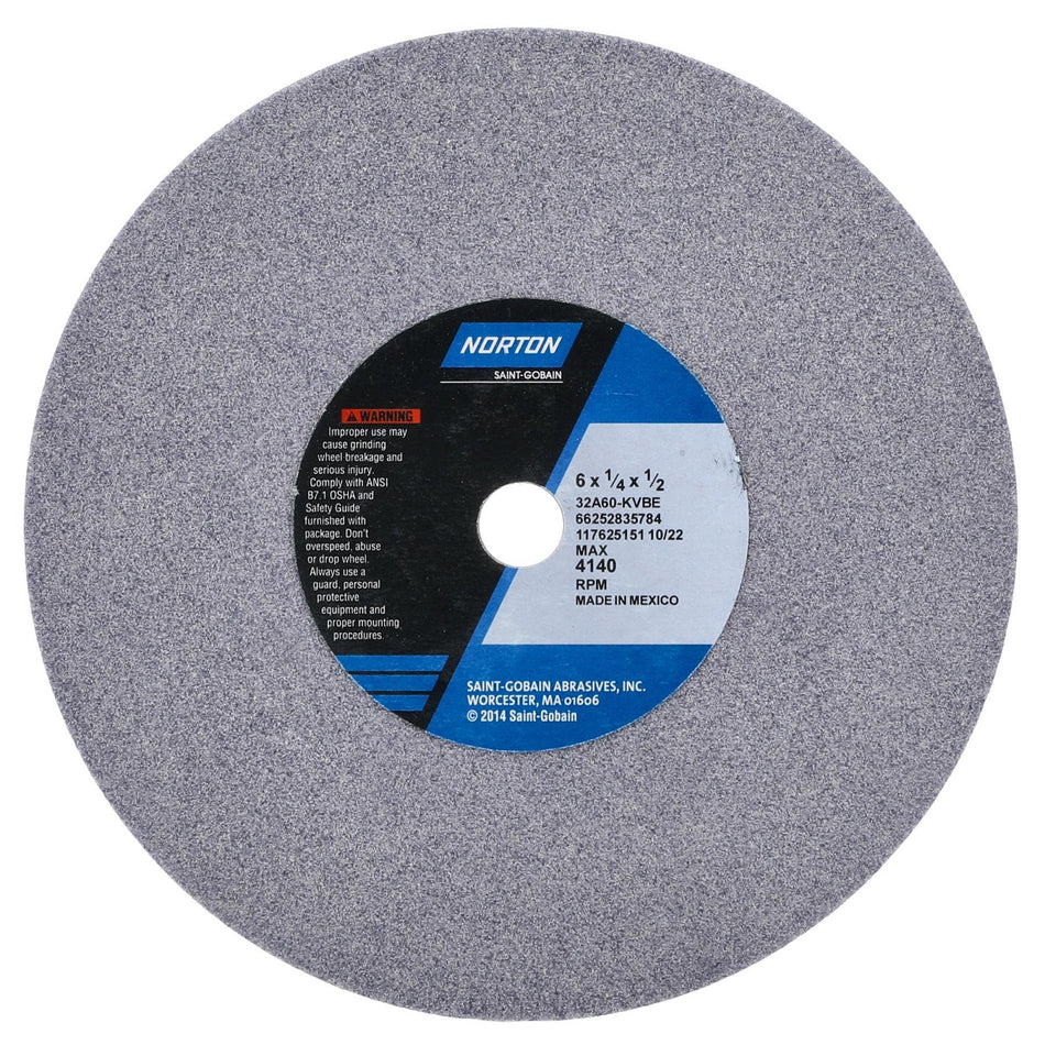 Norton 6 x 1/4 x 1/2 in Type 01 Toolroom Wheel 32A 60 K VBE