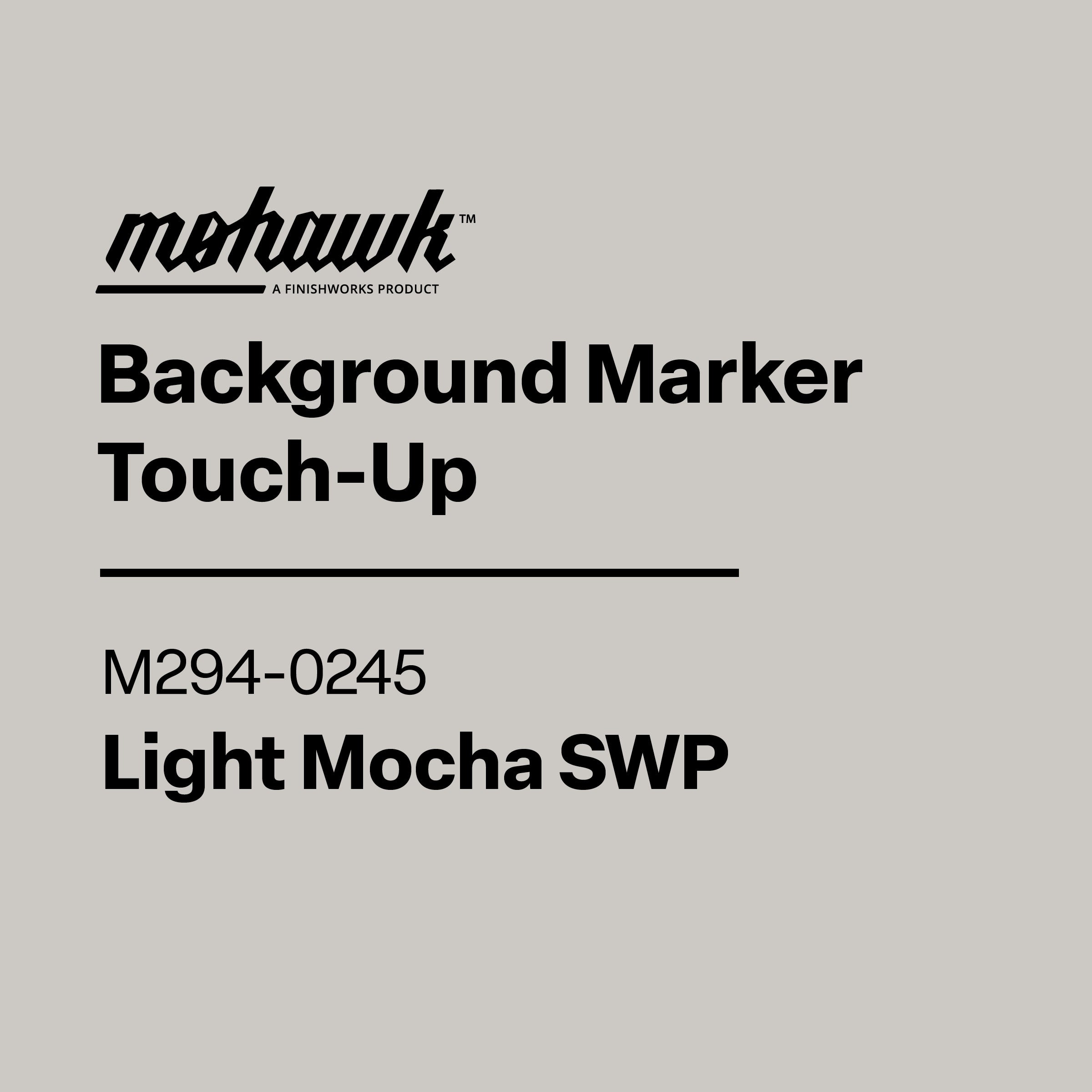 Label for Mohawk Background Marker Touch-Up in Light Mocha SWP on a gray background