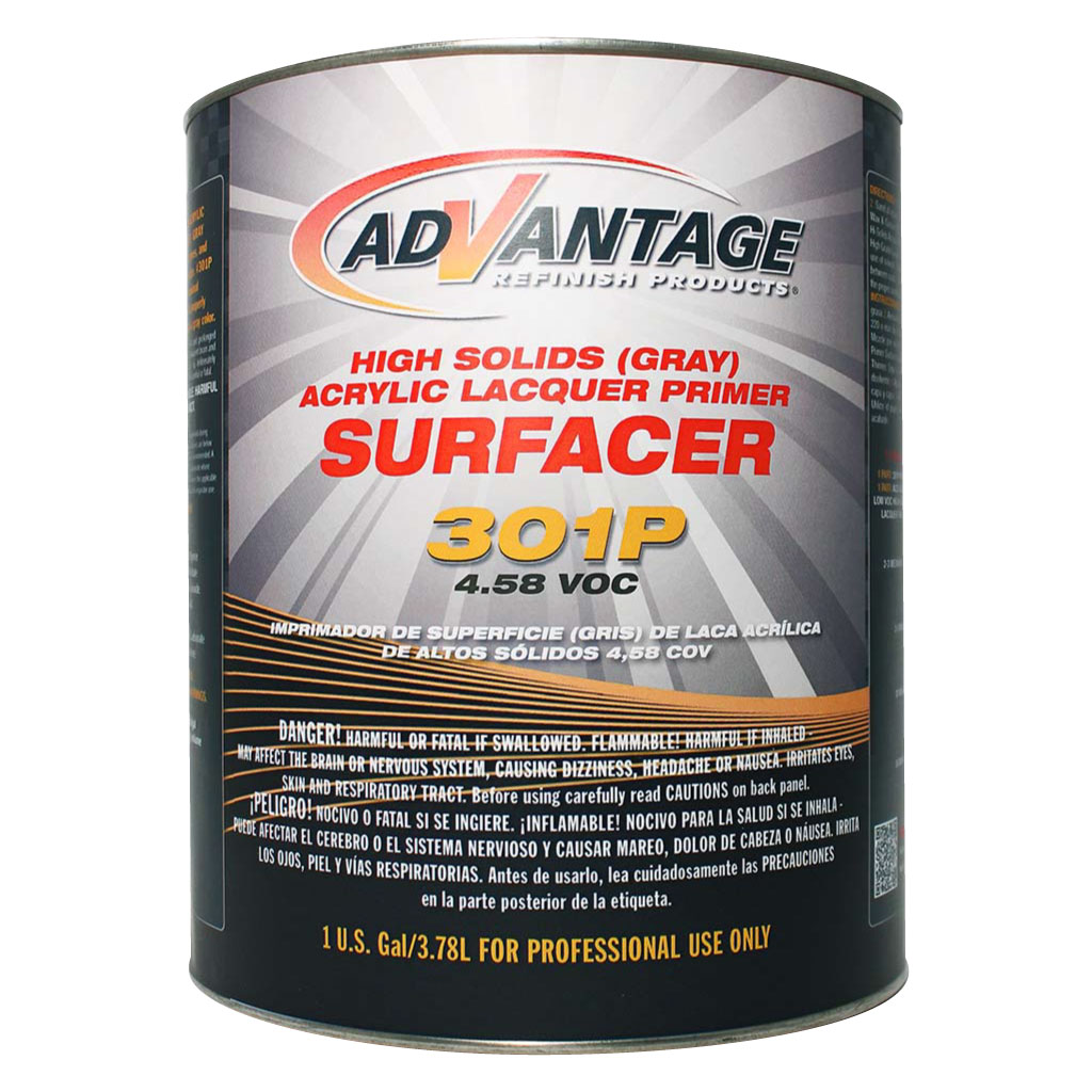 Can of Advantage Surfacer 301P acrylic lacquer primer on a white background