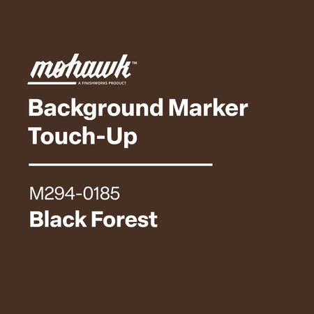 Mohawk Background Marker Touch-Up label for Black Forest color on a brown background