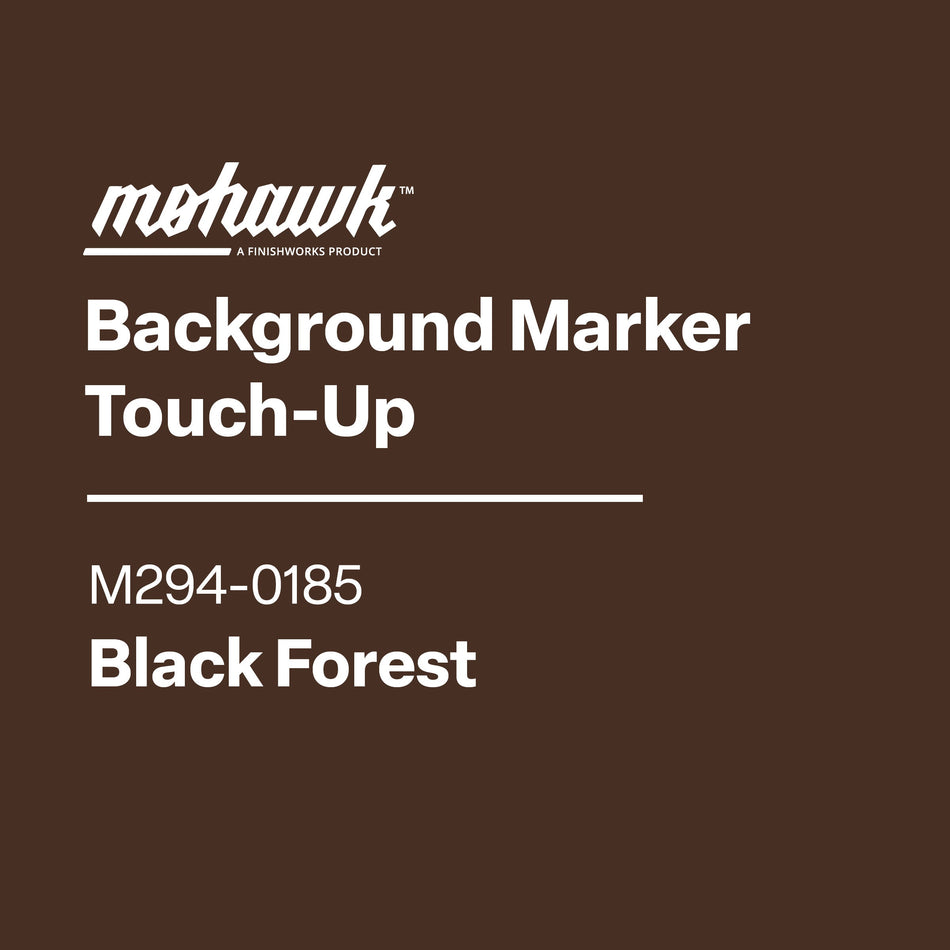 Mohawk Background Marker Touch-Up label for Black Forest color on a brown background