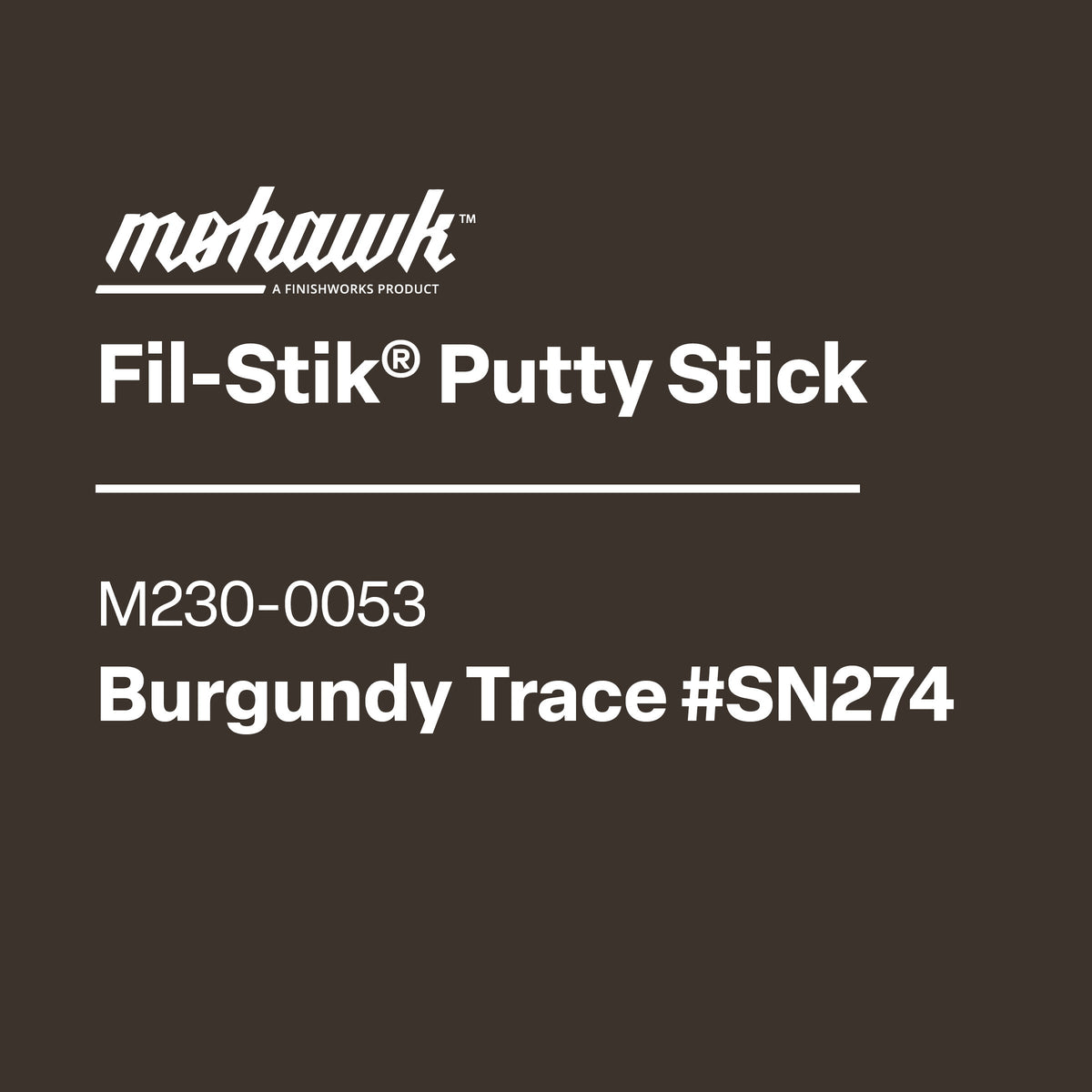Mohawk Fil-Stik Putty Stick label on a black background