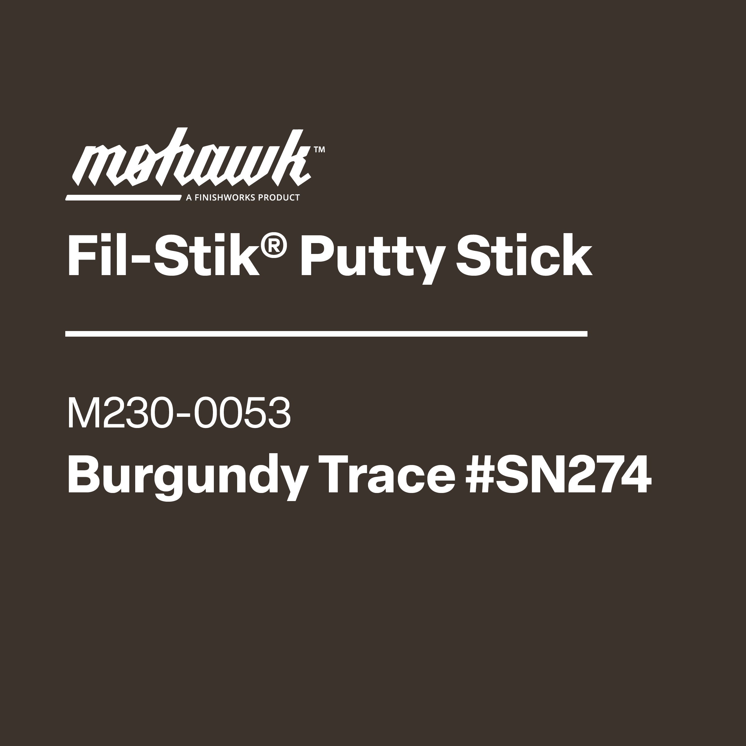 Mohawk Fil-Stik Putty Stick label on a black background