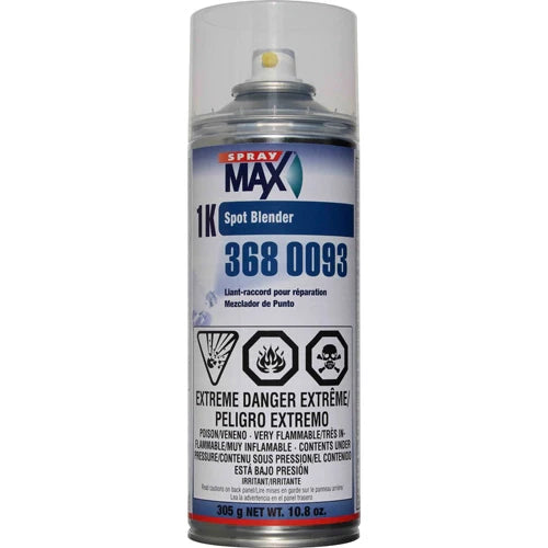 A can of Spray Max 1K Spot Blender with the number 38809 and the text 'Extreme Danger - Pellegrino Extreme' printed on the label.