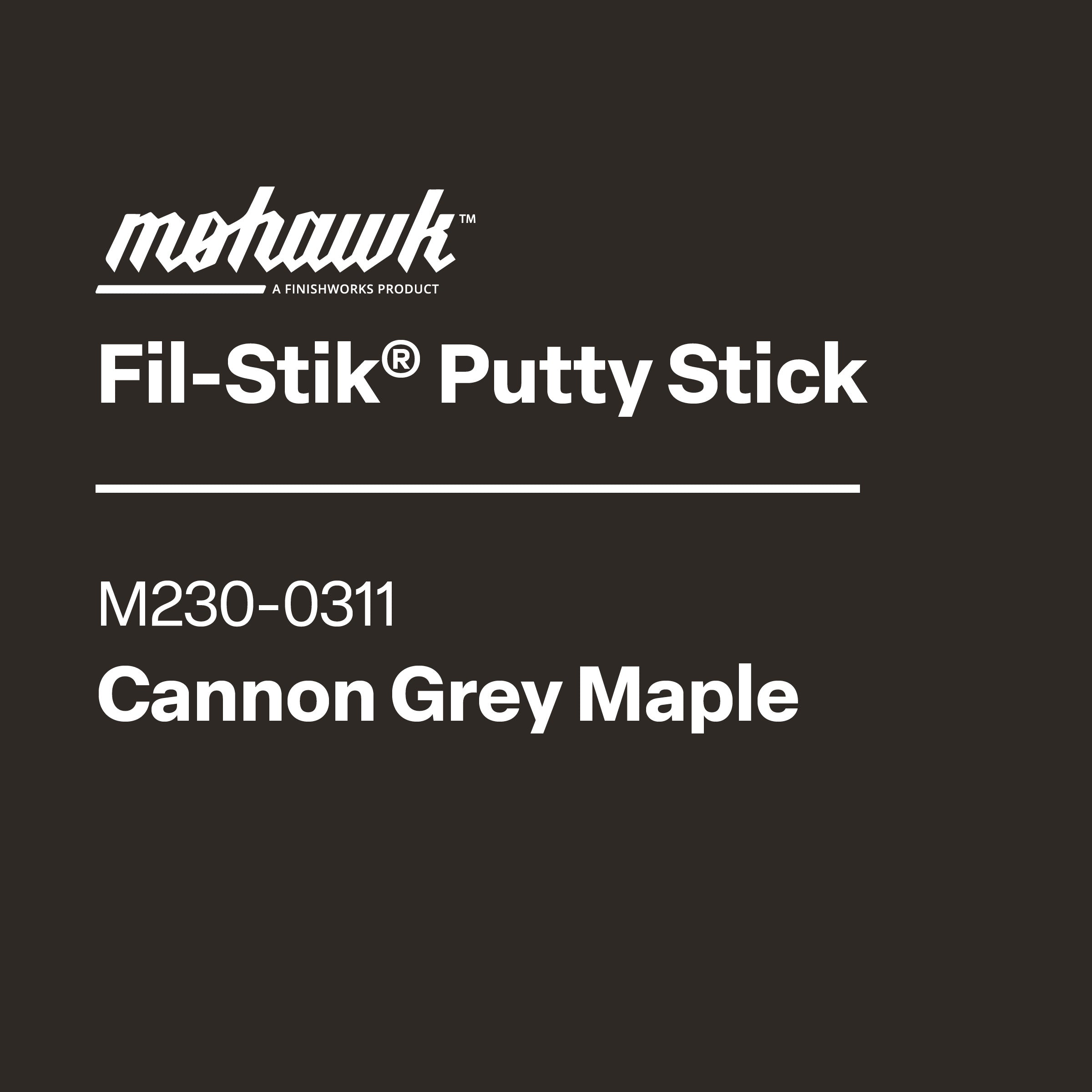 Mohawk Fil-Stik Putty Stick label with product details on a black background