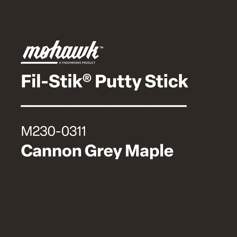 Mohawk Fil-Stik Putty Stick label with product details on a black background