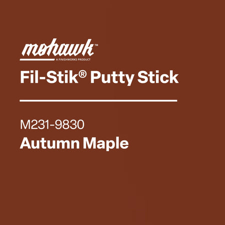 Mohawk Fil-Stik Putty Stick label on a brown background