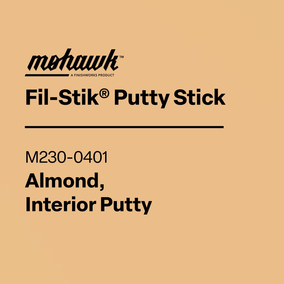 Mohawk Fil-Stik Putty Stick packaging with product details on a beige background
