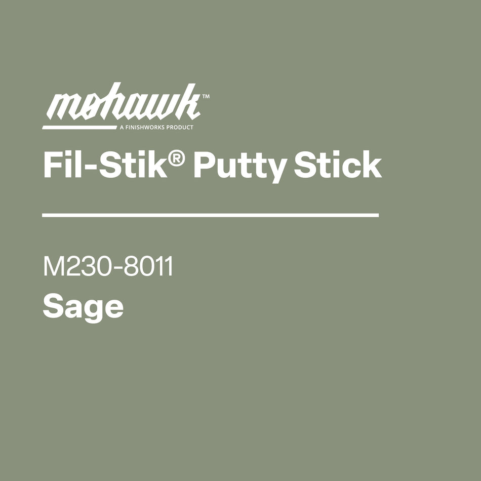 Mohawk Fil-Stik Putty Stick label on a brown background