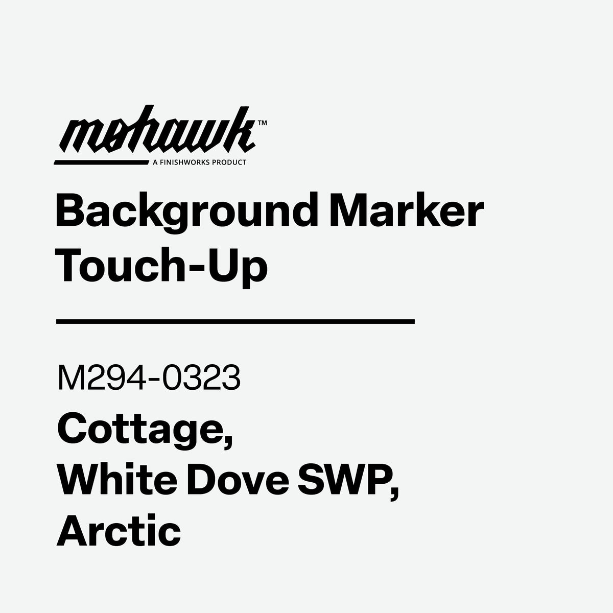 Product label for Mohawk Background Marker Touch-Up with color code M294-0323.