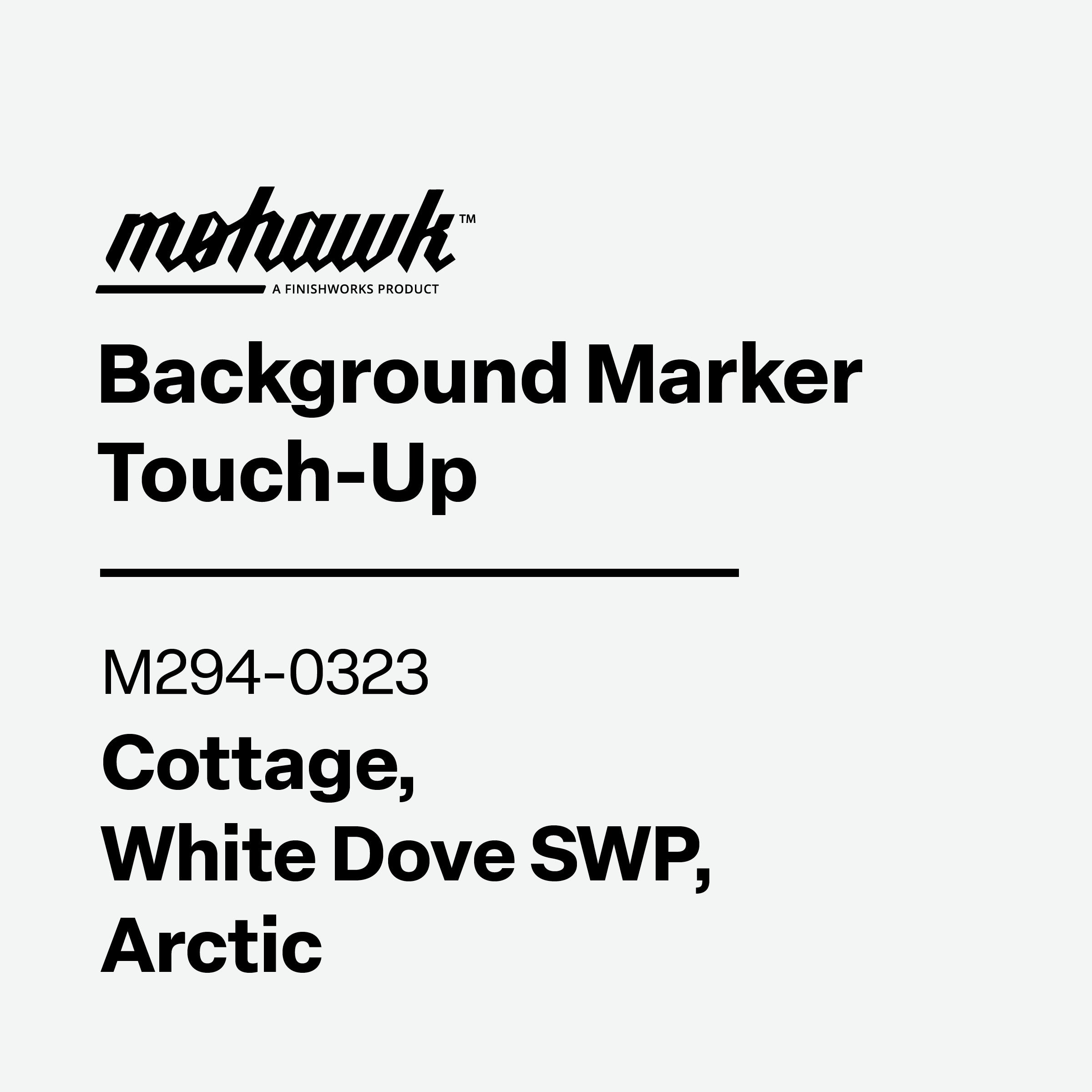 Product label for Mohawk Background Marker Touch-Up with color code M294-0323.