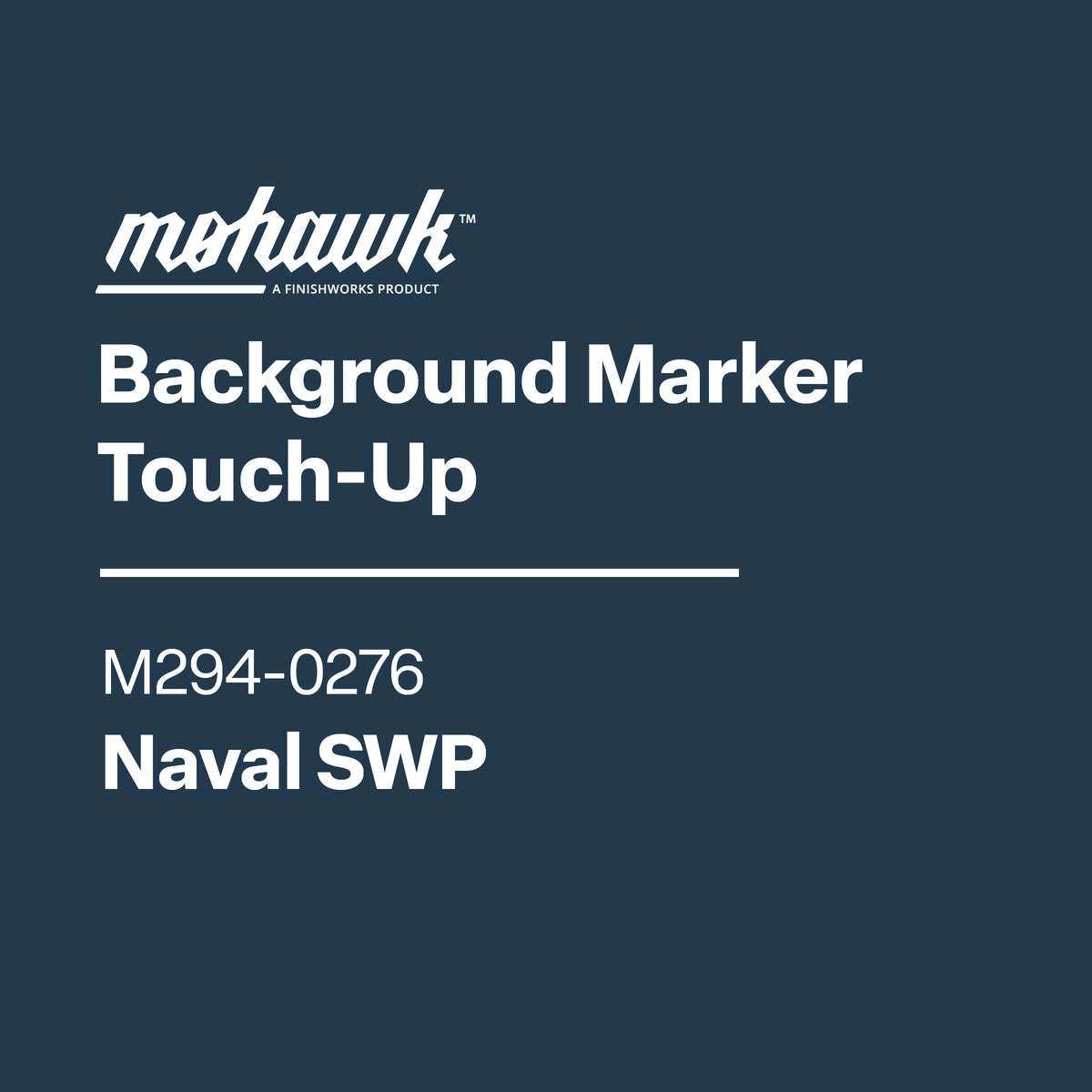 Navy blue background with white text displaying 'mohawk', product name, and color code.