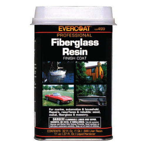 Fiberglass resin with liquid hardener for marine and automotive repair