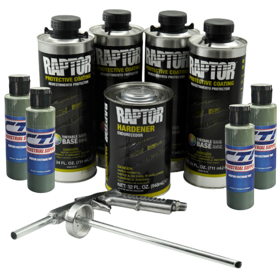 U-Pol Raptor Woodland Green Bedliner Kit with Spray Gun