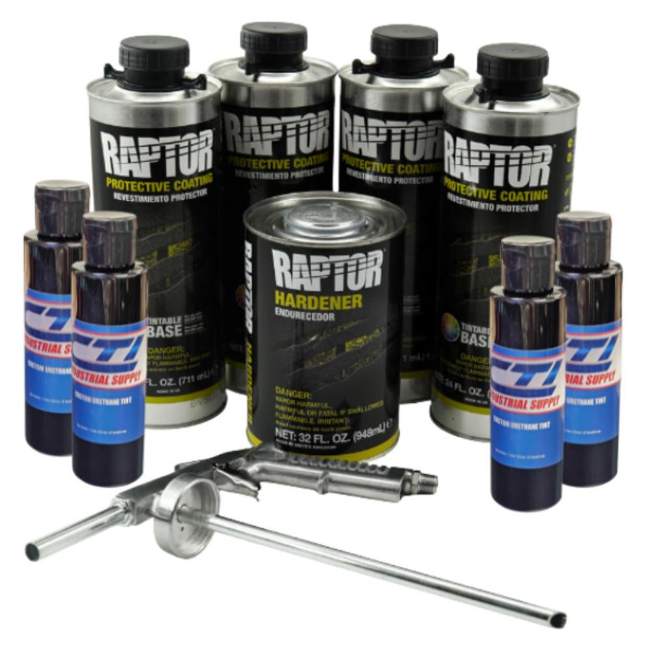 U-Pol Raptor Black Metallic  Bedliner Kit with Spray Gun