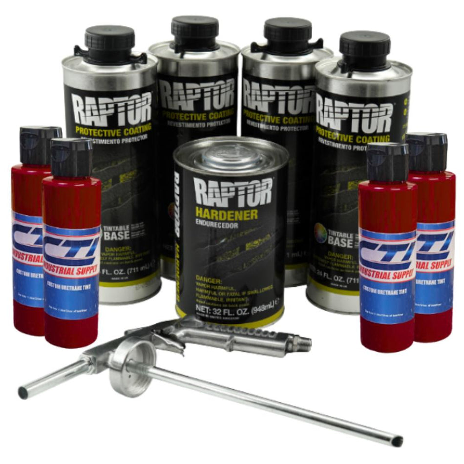 U-Pol Raptor Blood Red Bedliner Kit with Spray Gun