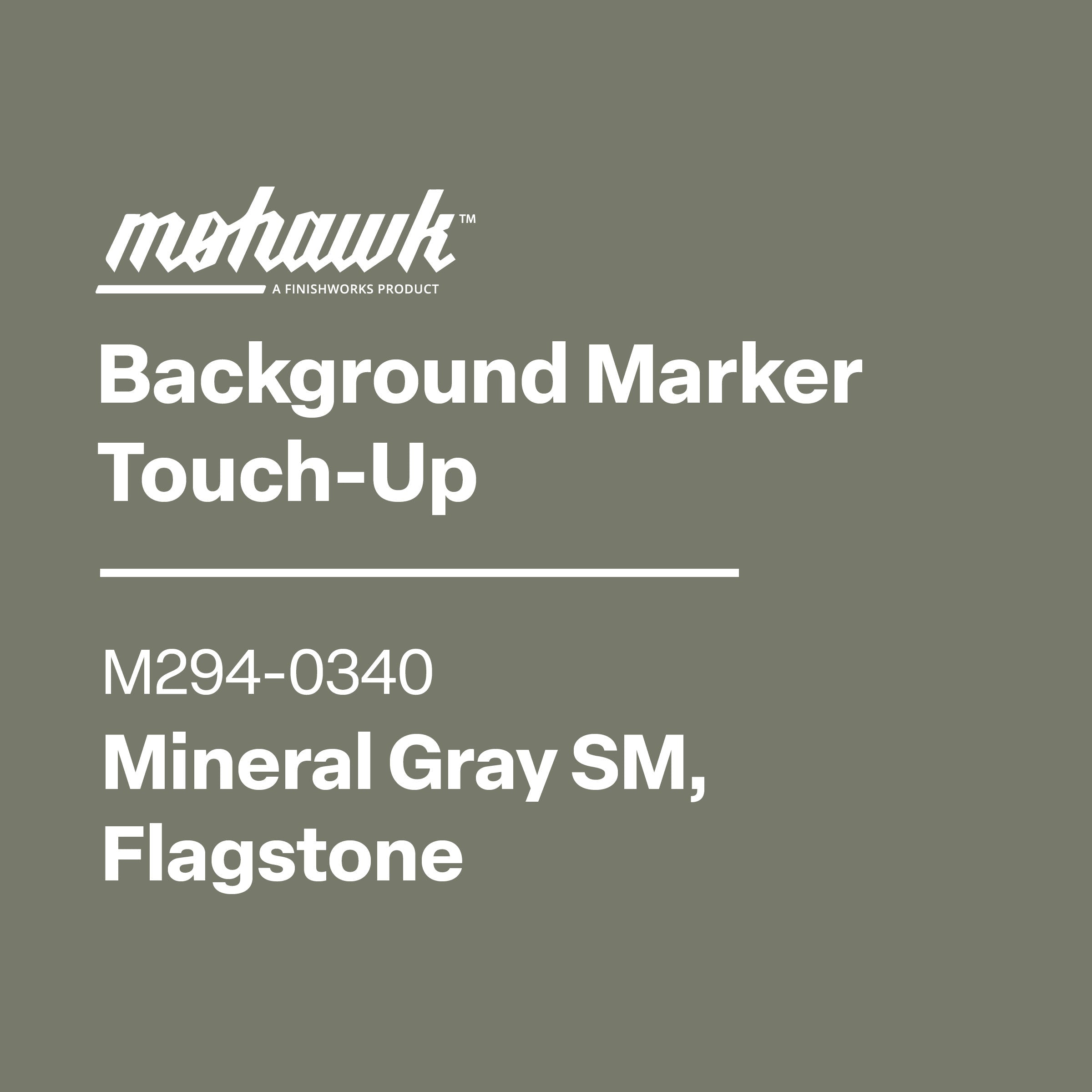 Mohawk Background Marker Touch-Up label for Mineral Gray SM, Flagstone on a gray background