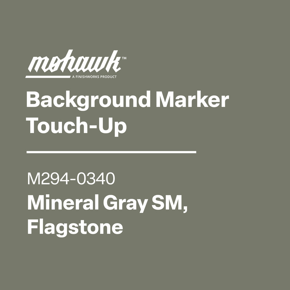 Mohawk Background Marker Touch-Up label for Mineral Gray SM, Flagstone on a gray background