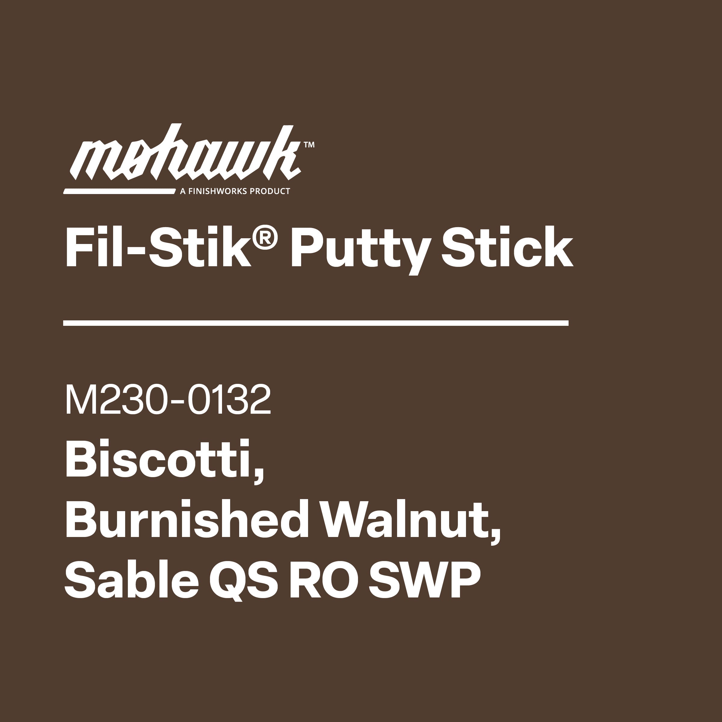 Mohawk Biscotti Burnished Walnut Sable Fil-Stik wax putty stick for wood repair
