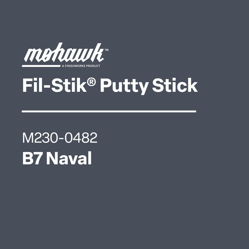 Mohawk Fil-Stik Putty Stick packaging with product name and color on a brown background