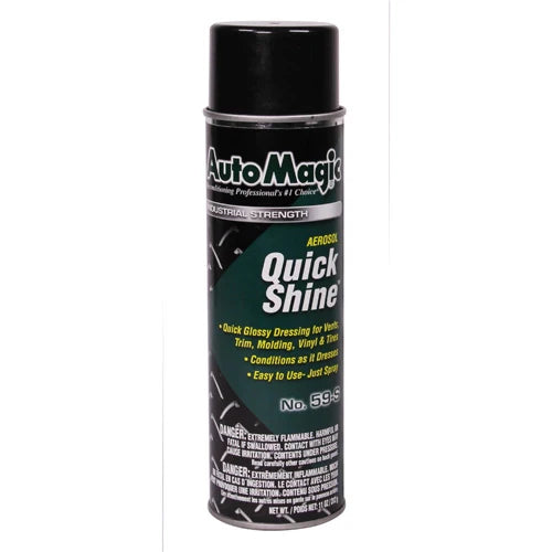 A can of AutoMagic Quick Shine aerosol spray for vehicle maintenance.