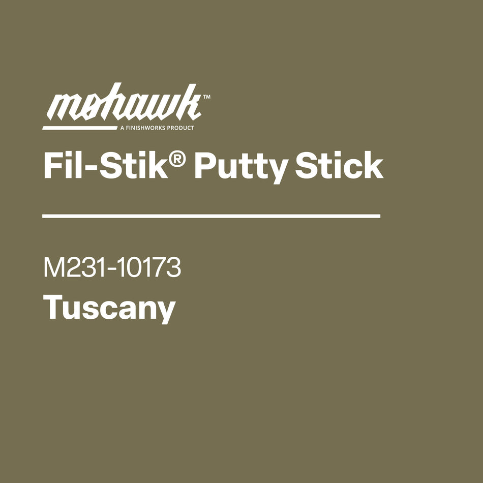 Mohawk Fil-Stik Putty Stick label with product name and color on a dark gray background