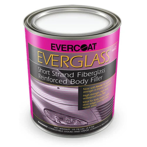 Everglass fiberglass reinforced body filler quart with blue hardener