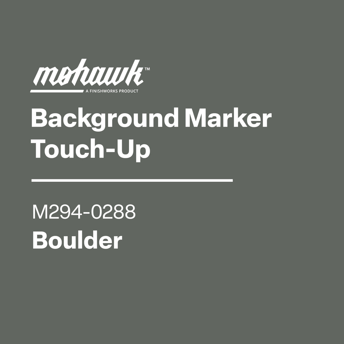 Mohawk Background Marker Touch-Up label with product details on a black background