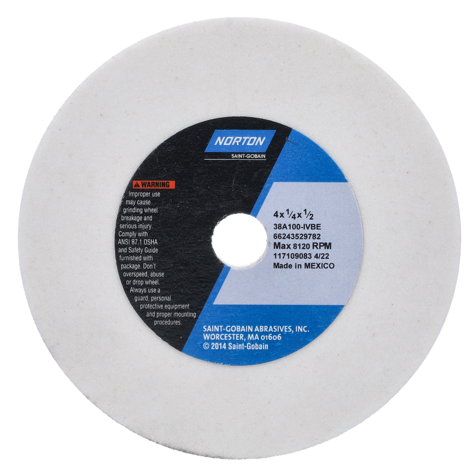 Norton4 x 1/4 x 1/2 in Type 01 Toolroom Wheel 38A 100 I VBE 66243529782 1 EA