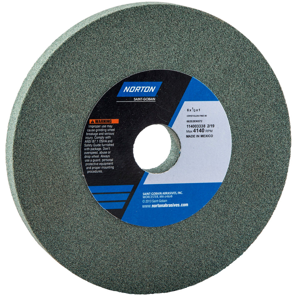 Norton Gemini 6 x 1/2 x 1 in Gemini Bench Straight Wheel 01 39C 80 J VMT 66252836572 1 EA